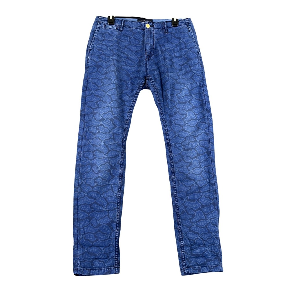 Scotch & Soda Flamingo Theon Chinos Mens 31x30.5 Blue Jacquard Slim Fit Casual